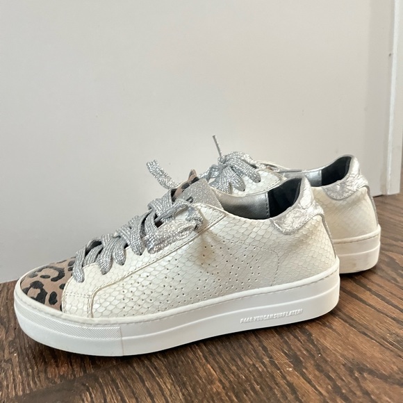 P448 Thea Platform Sneaker Size 36 Leopard Snake Embossed - Picture 2 of 5